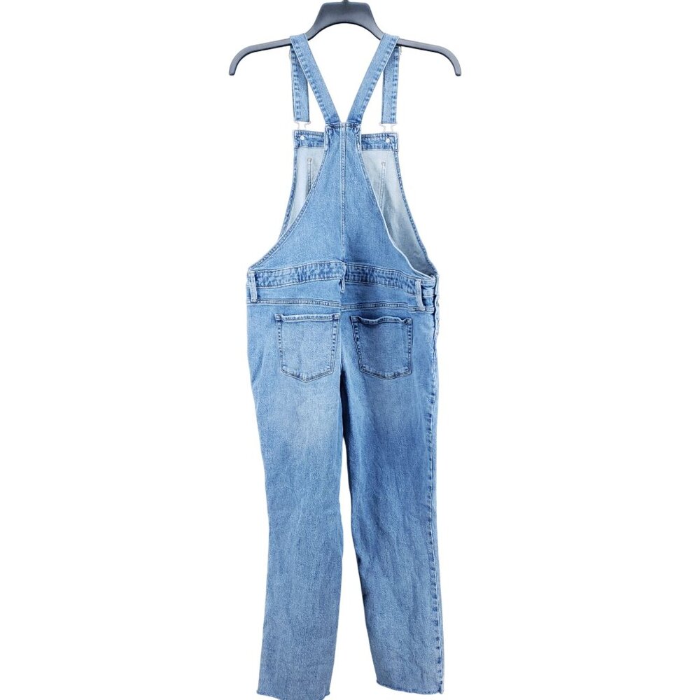 Isabel Maternity Womens Size 10 Denim Overalls Raw Hem Slim Fit Light Wash - Picture 2 of 9